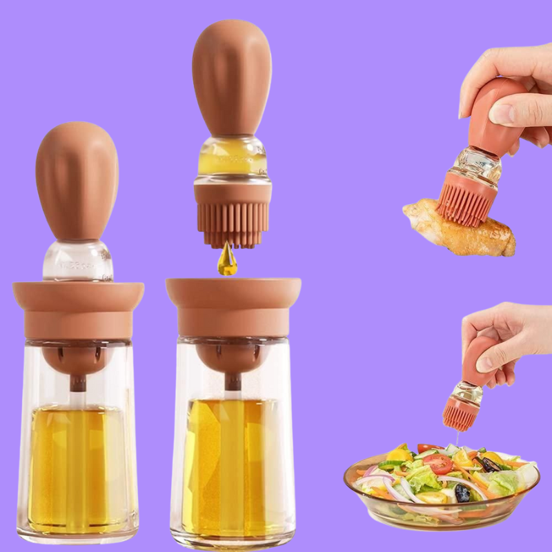 Oil Dispenser with Silicone Brush – 2-in-1 Design for Easy Cooking