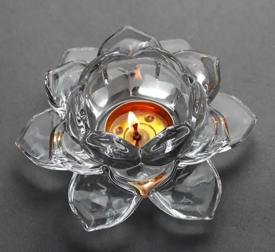 Glass Lotus Flower Candle Holder