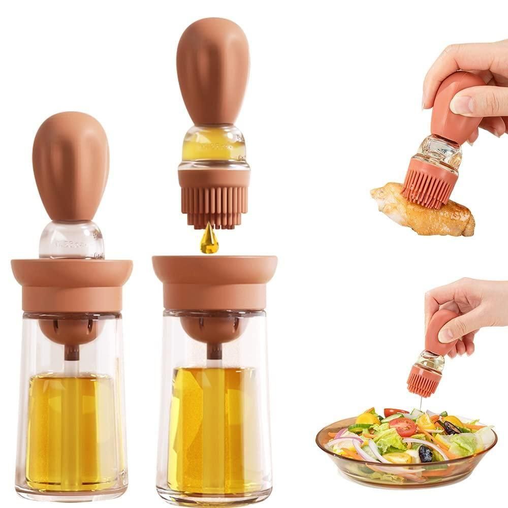 Oil Dispenser with Silicone Brush – 2-in-1 Design for Easy Cooking