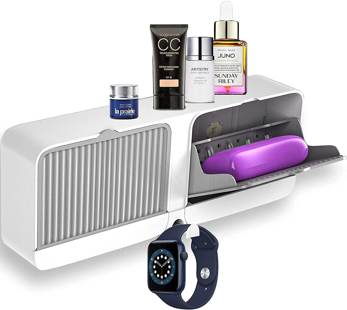 Wall-Mounted Double Bar Soap Box with Lid – Self-Adhesive, Waterproof, Durable Plastic Soap Holder (2 Compartments, Pack of 1)