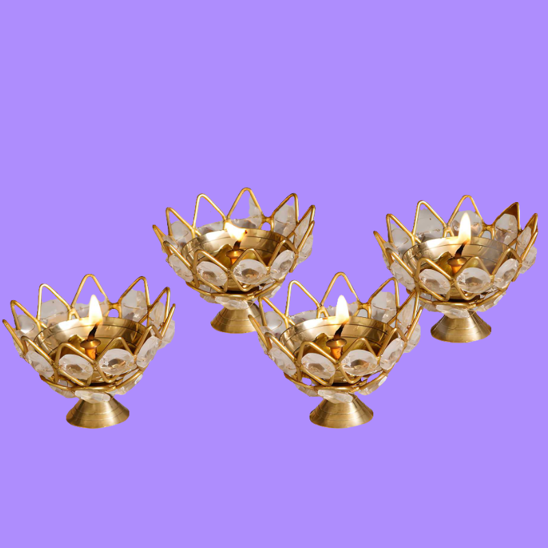 eCraftIndia Decorative Lotus Crystal Holders