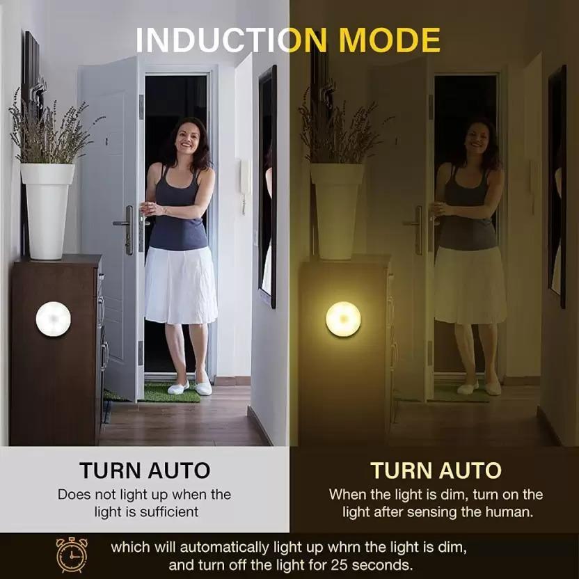 Motion Sensor LED Night Light – USB Rechargeable, Wireless, Self-Adhesive Smart Lamp for Wardrobe, Bedroom, Hallway & Bathroom (White, 3.35 cm)