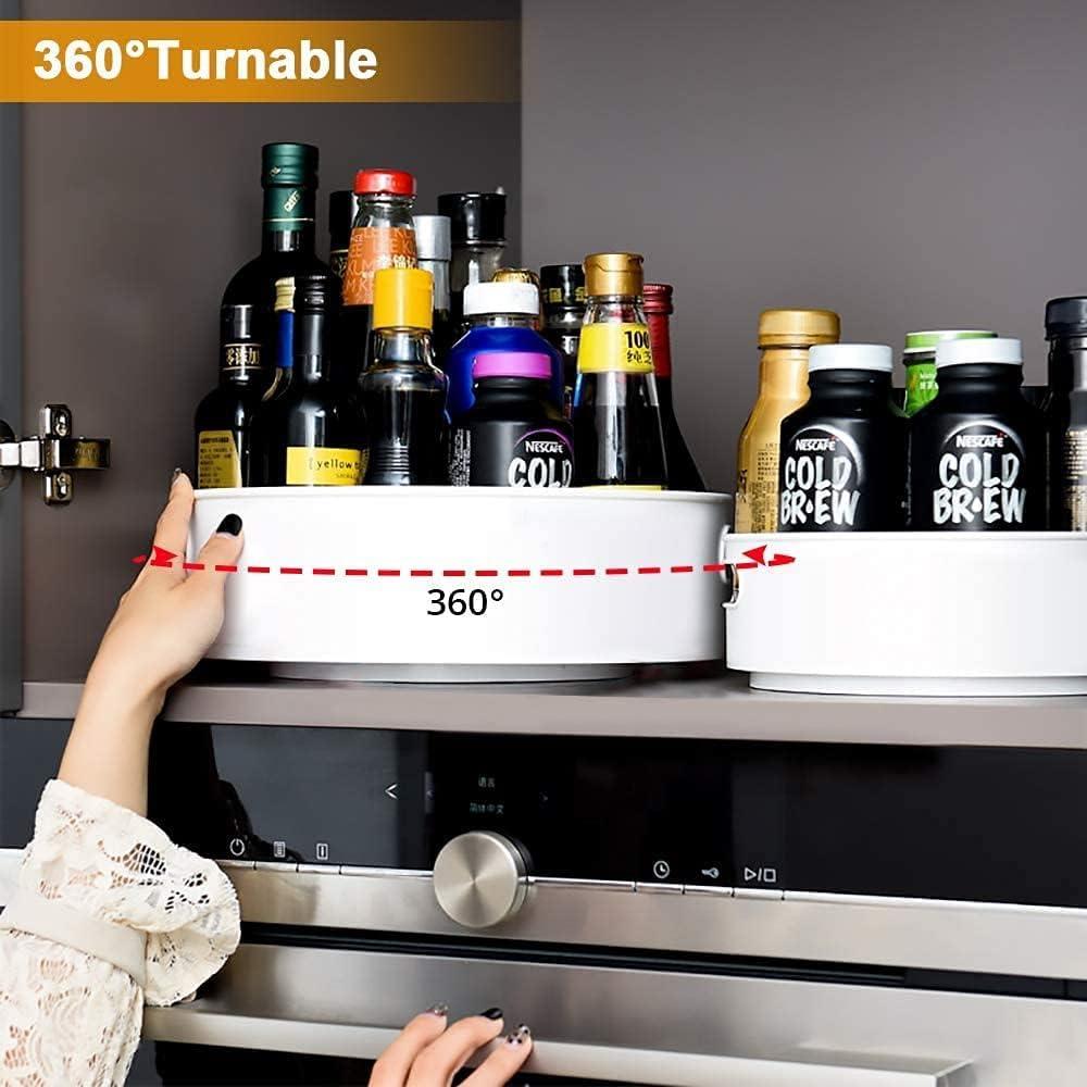 Multi-Purpose 360° Rotating Organizer Tray – Kitchen Spice Rack, Cosmetic & Bathroom Storage (Pack of 1, Off-White Cream)