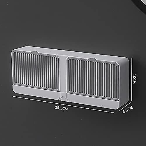 Wall-Mounted Double Bar Soap Box with Lid – Self-Adhesive, Waterproof, Durable Plastic Soap Holder (2 Compartments, Pack of 1)