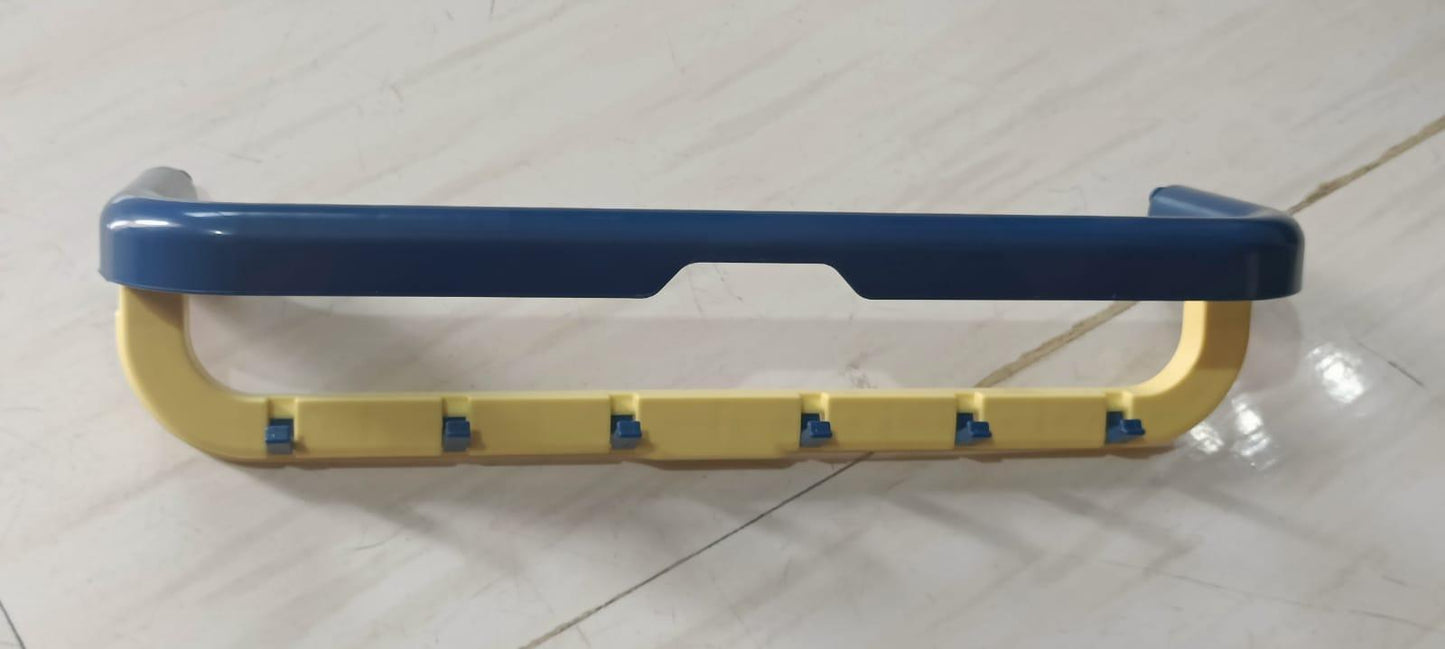 Double Layer Plastic Towel Rack with Hooks – Foldable, Wall-Mounted Multi-Purpose Organizer for Bathroom & Kitchen (Multi-Color, Pack of 1)