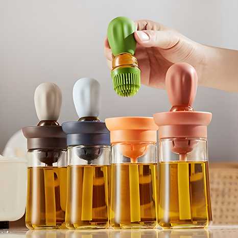 Oil Dispenser with Silicone Brush – 2-in-1 Design for Easy Cooking