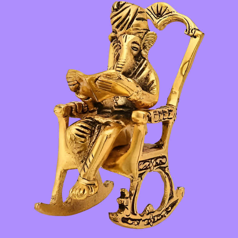 Handcrafted Metal Ganesha Idol – Rocking Chair with Ramayan
