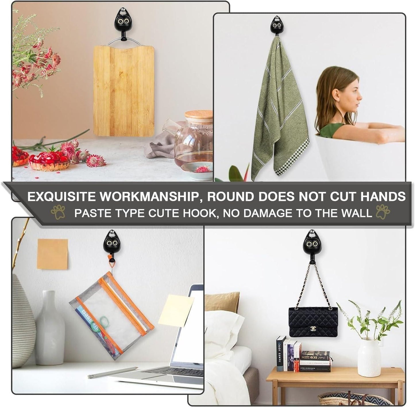 Hook Wall Hangers – Cute Multi-Color Plastic Key Hooks for Wall (Pack of 2, Lightweight & Decorative)