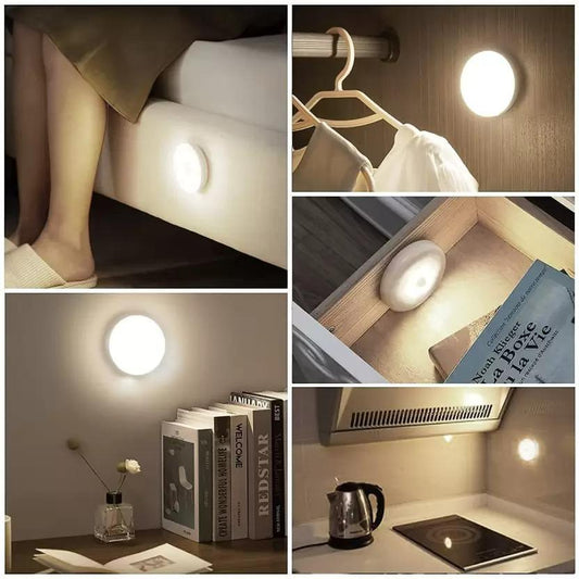 Motion Sensor LED Night Light – USB Rechargeable, Wireless, Self-Adhesive Smart Lamp for Wardrobe, Bedroom, Hallway & Bathroom (White, 3.35 cm)