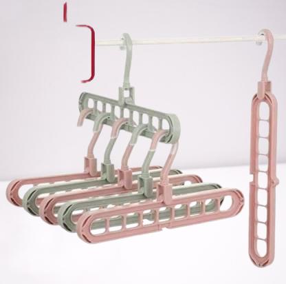 Multi-Functional Adjustable & Folding Clothes Hanger (Pack of 3) – Plastic, Anti-Slip, Space-Saving & Portable Wardrobe Organizer