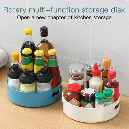 Multi-Purpose 360° Rotating Organizer Tray – Kitchen Spice Rack, Cosmetic & Bathroom Storage (Pack of 1, Off-White Cream)