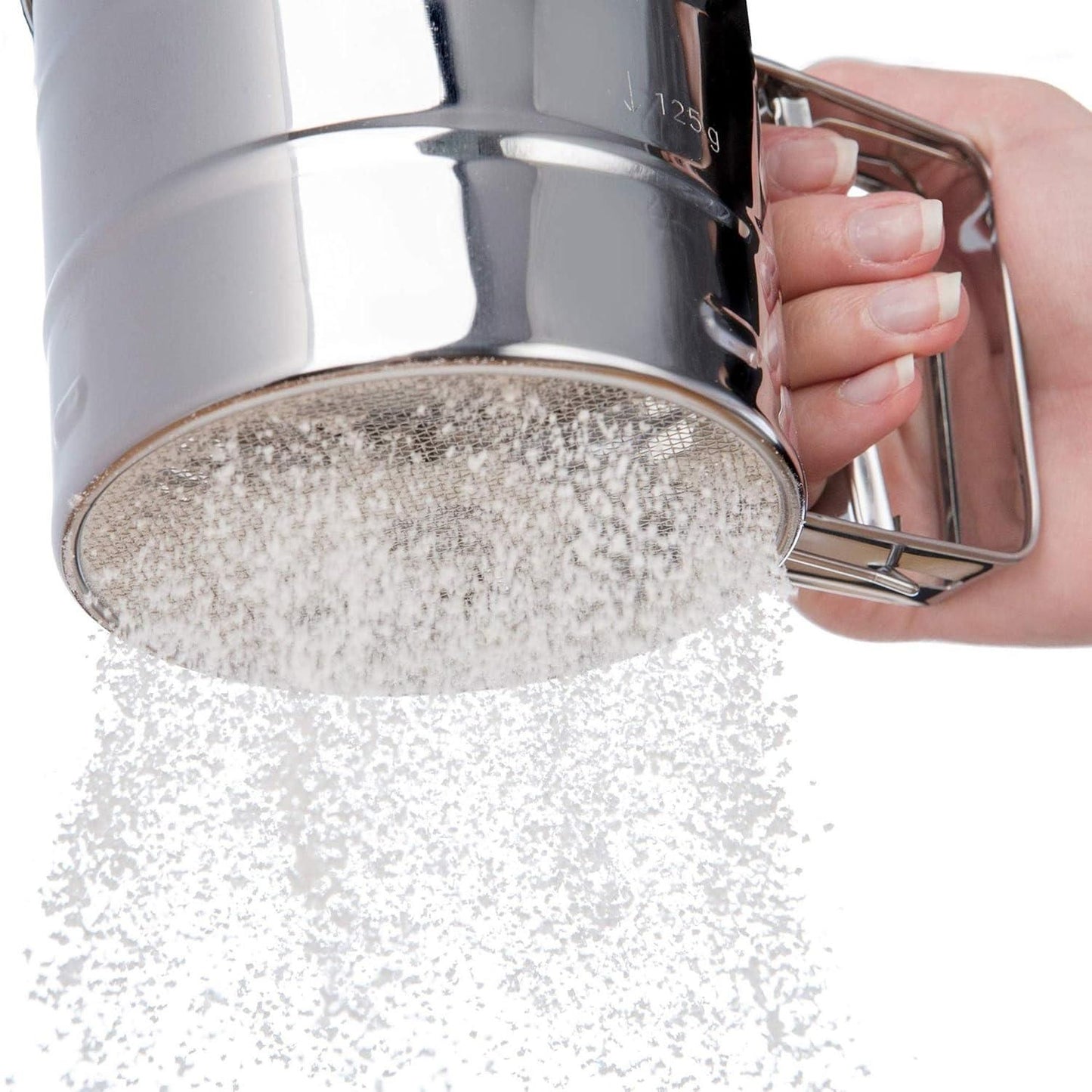 Steel Flour Sifter – Manual Hand Press Atta Chhani, Large Capacity Stainless Steel Sieve for Baking, Sugar & Coffee Powder