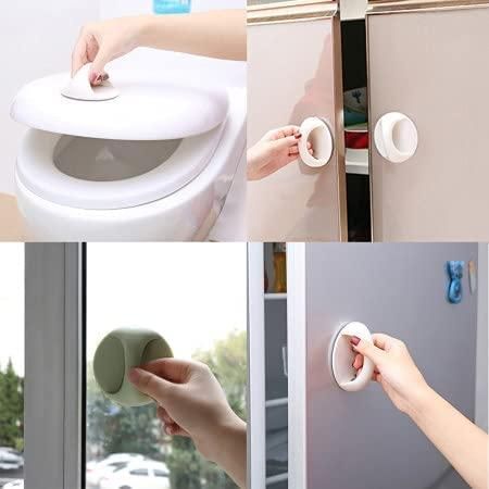 Self Stick Instant Handle (Pack of 4) – Multi-Purpose Adhesive Toilet Seat Lifter, Drawer & Cabinet Handle