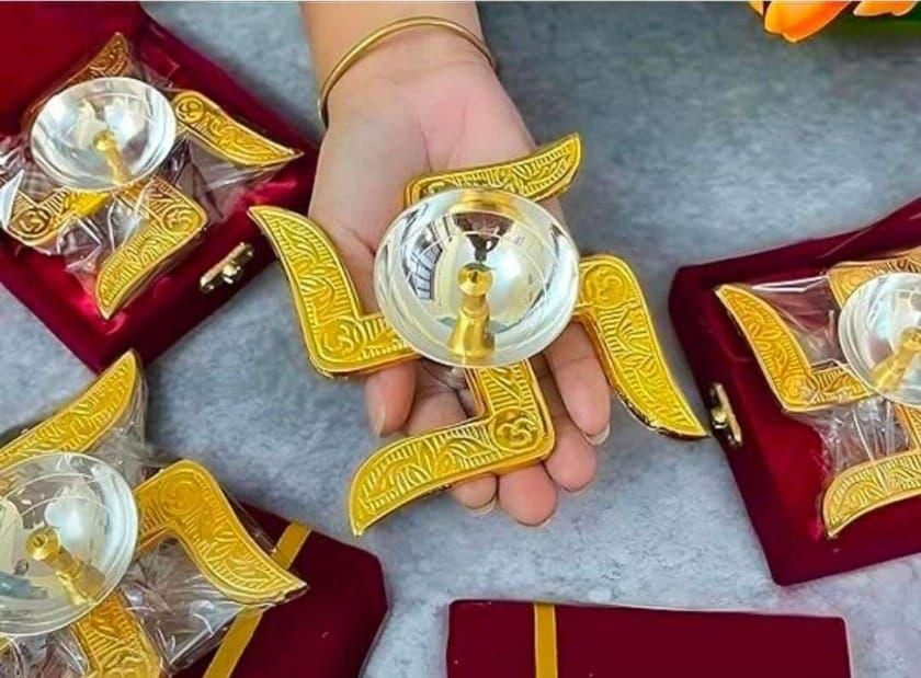 Brass Swastik Pooja Diya – Ideal for Diwali, Navratri & Gifting