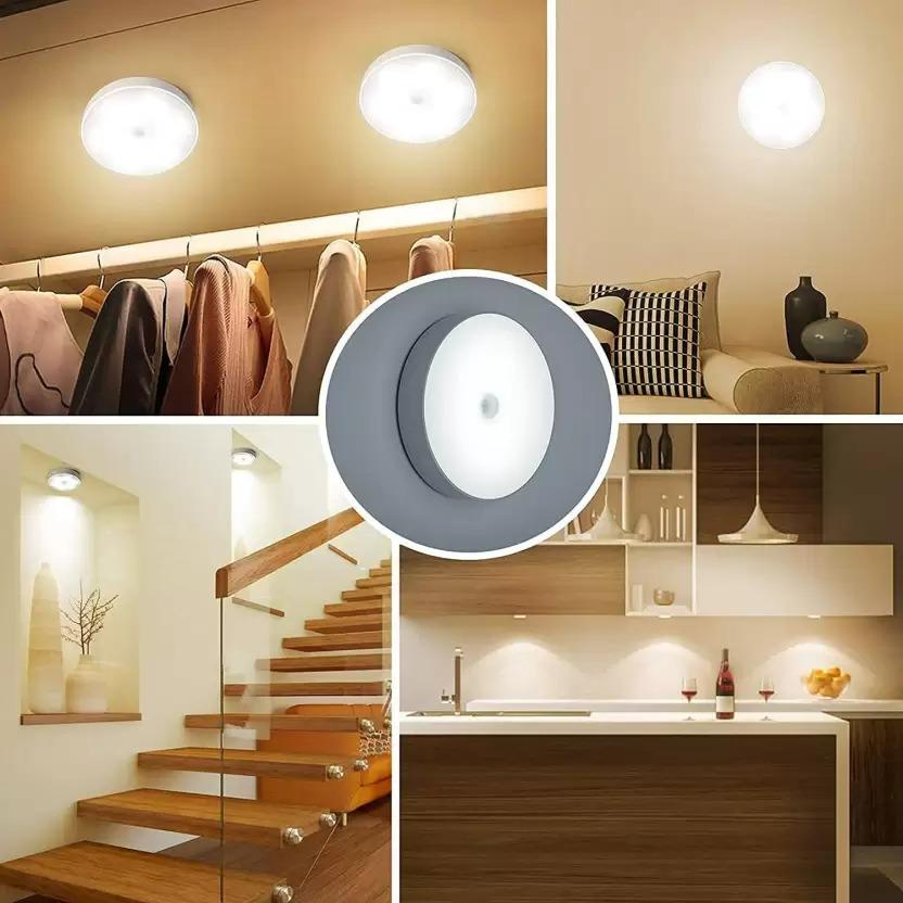 Motion Sensor LED Night Light – USB Rechargeable, Wireless, Self-Adhesive Smart Lamp for Wardrobe, Bedroom, Hallway & Bathroom (White, 3.35 cm)