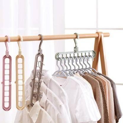 Multi-Functional Adjustable & Folding Clothes Hanger (Pack of 3) – Plastic, Anti-Slip, Space-Saving & Portable Wardrobe Organizer