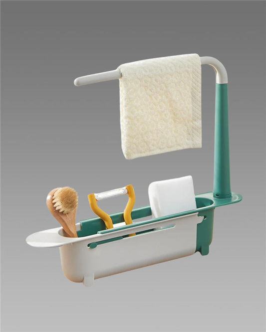 Adjustable Sink Organizer – Waterproof Plastic Storage Rack for Sponges & Scrubbers (Fits 10–16 inch Sinks, Assorted Color)