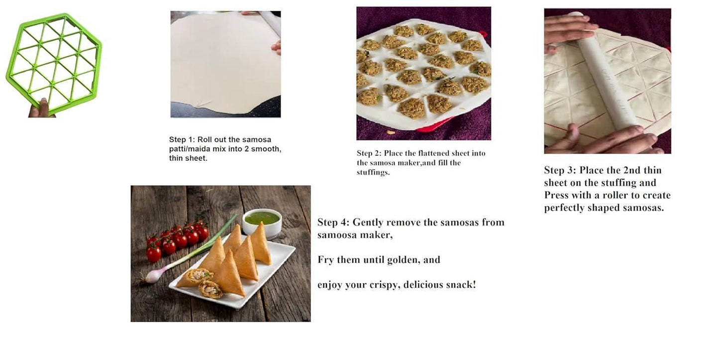 Samosa Maker Non-Stick Press – Easy & Fast Plastic Samosa Folding and Sealing Tool for Perfect Snacks