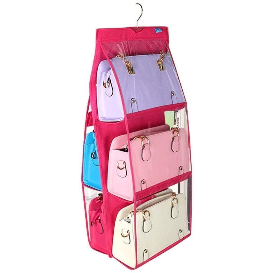 6 Pocket PVC Hanging Storage Bag Organizer – Wardrobe & Closet Rack for Handbags, Shoes, Towels & Accessories