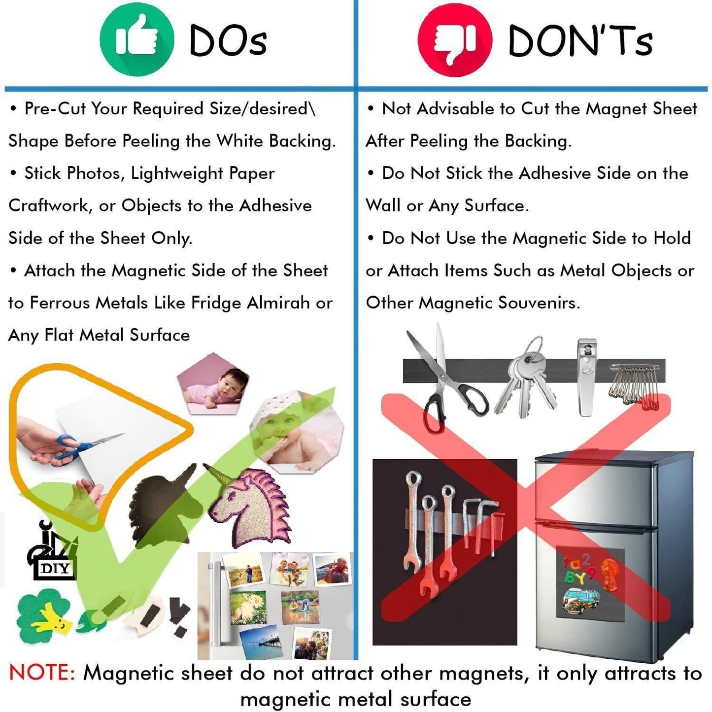 LifeKrafts Magnetic Adhesive Sheet (36×20 cm) – Strong Self-Adhesive DIY Craft Magnet Sheet for Fridge, Almirah & Home Décor