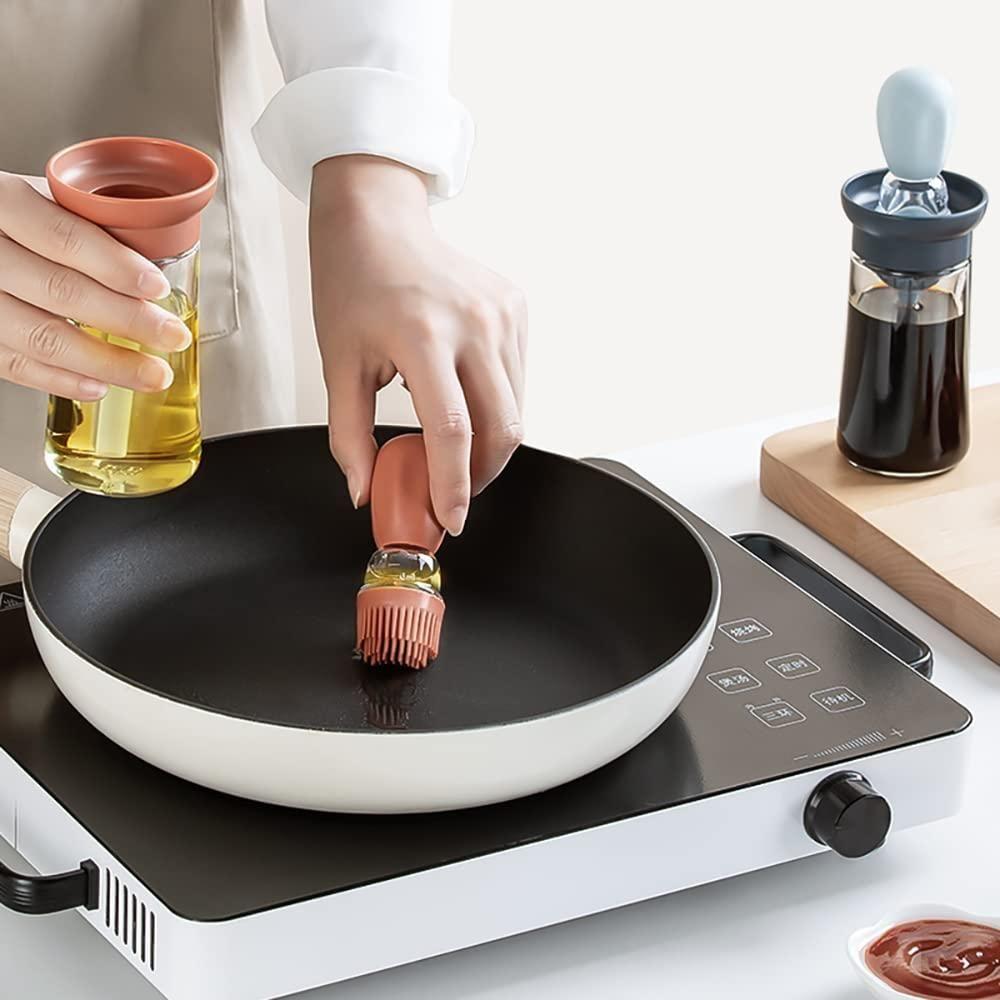 Oil Dispenser with Silicone Brush – 2-in-1 Design for Easy Cooking