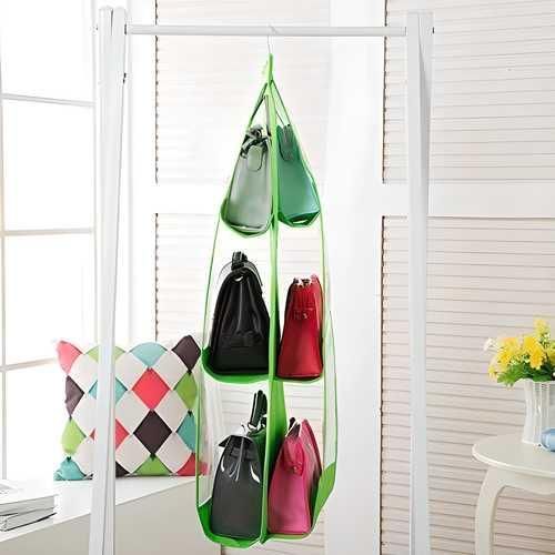 6 Pocket PVC Hanging Storage Bag Organizer – Wardrobe & Closet Rack for Handbags, Shoes, Towels & Accessories