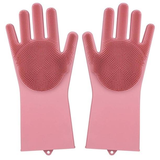 Magic Silicone Cleaning Gloves – Heat Resistant, Multipurpose Dishwashing & Scrubbing Gloves for Kitchen, Bathroom, Car & Pet Care (Pack of 2)