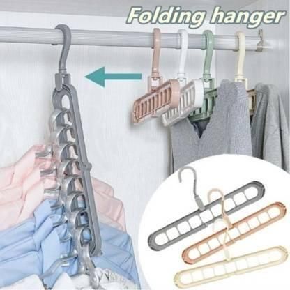 Multi-Functional Adjustable & Folding Clothes Hanger (Pack of 3) – Plastic, Anti-Slip, Space-Saving & Portable Wardrobe Organizer