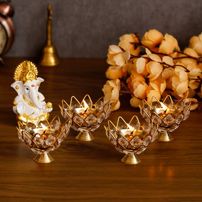 eCraftIndia Decorative Lotus Crystal Holders