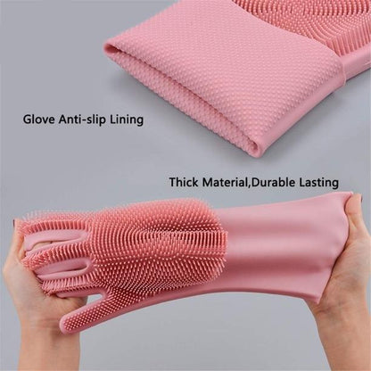Magic Silicone Cleaning Gloves – Heat Resistant, Multipurpose Dishwashing & Scrubbing Gloves for Kitchen, Bathroom, Car & Pet Care (Pack of 2)