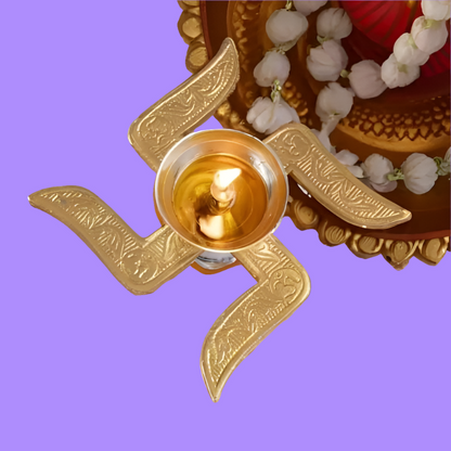 Brass Swastik Pooja Diya – Ideal for Diwali, Navratri & Gifting