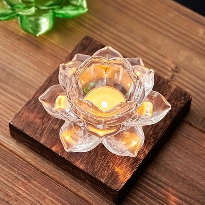 Glass Lotus Flower Candle Holder