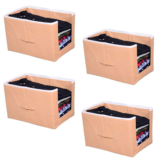 Shirt Stacker Closet Organizer – Foldable Non-Woven Clothing Storage Box (Pack of 4, Holds 12 Shirts Each)