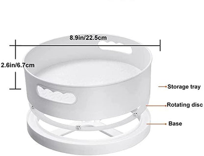 Multi-Purpose 360° Rotating Organizer Tray – Kitchen Spice Rack, Cosmetic & Bathroom Storage (Pack of 1, Off-White Cream)