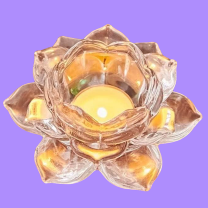 Glass Lotus Flower Candle Holder