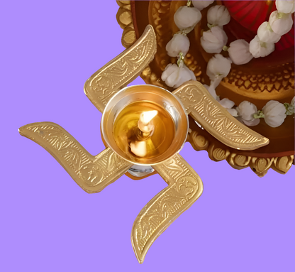 Brass Swastik Pooja Diya – Ideal for Diwali, Navratri & Gifting