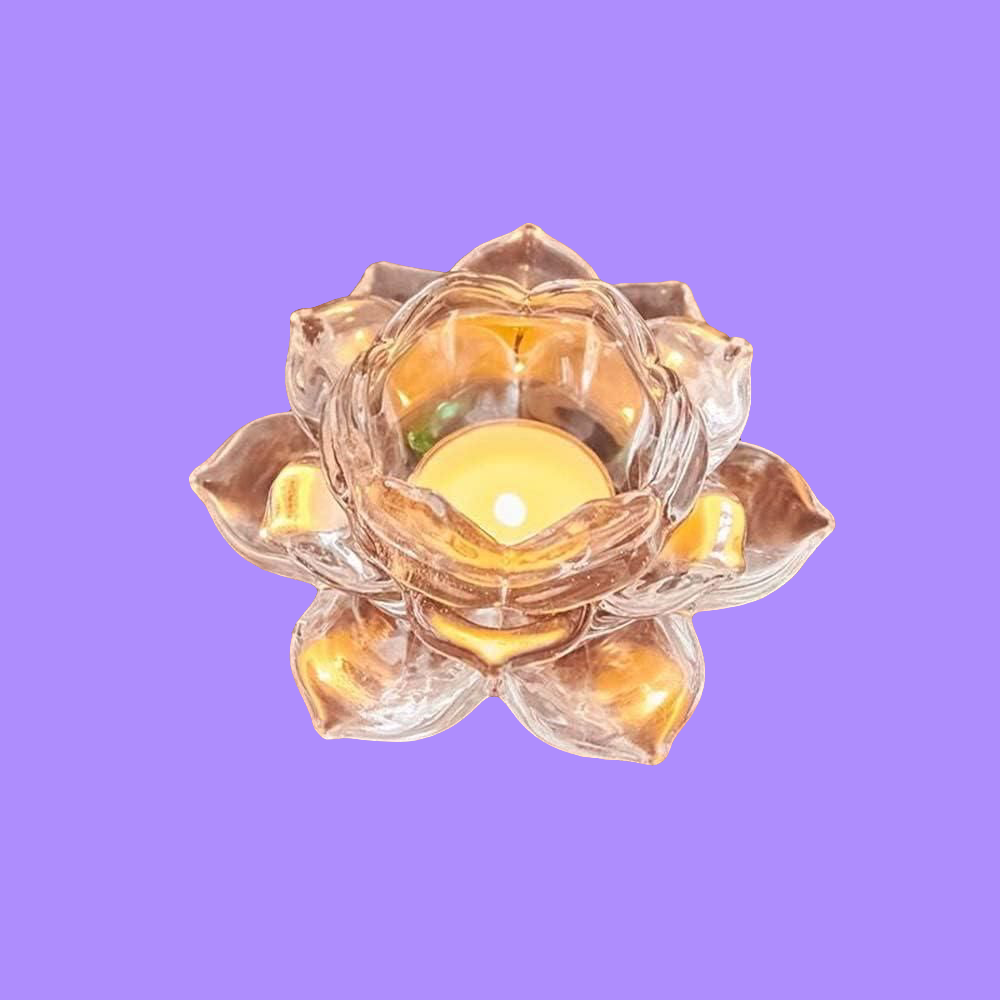 Glass Lotus Flower Candle Holder